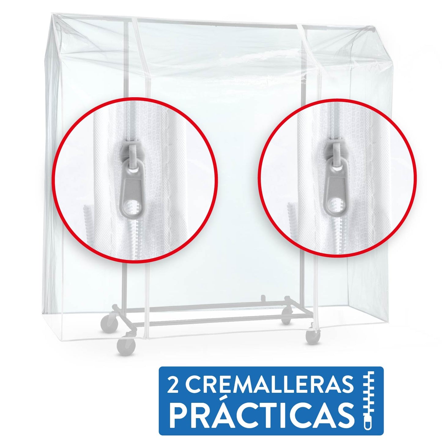 Funda para Burro de Ropa, Transparente, 155×60×160 cm, 2 cremalleras, impermeable, protección contra el polvo y los rayos UV, Tatkraft Schild, 4