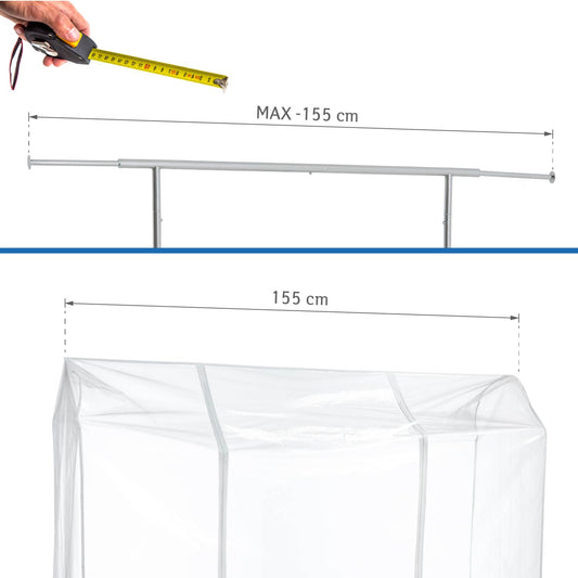 Funda para Burro de Ropa, Transparente, 155×60×160 cm, 2 cremalleras, impermeable, protección contra el polvo y los rayos UV, Tatkraft Schild, 2