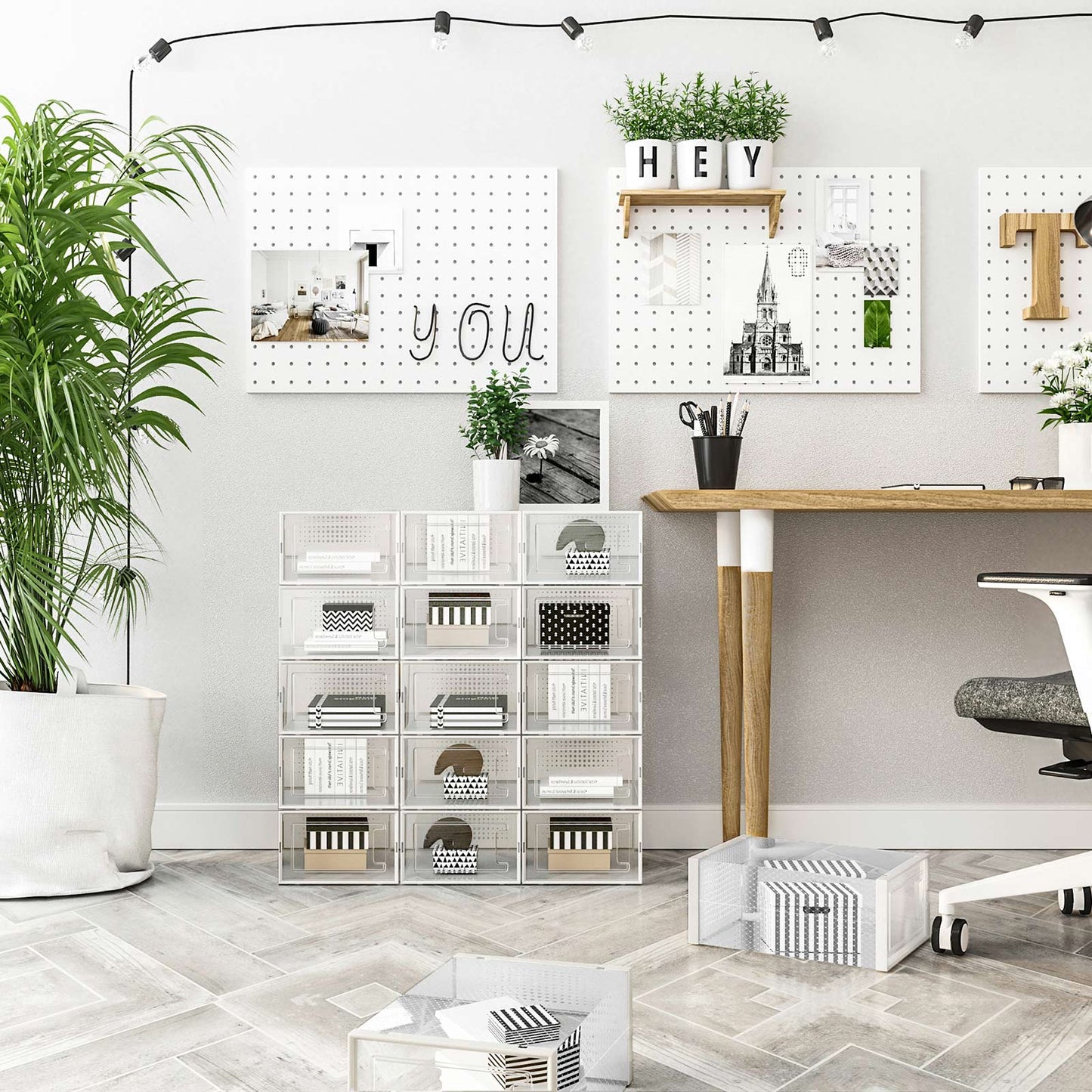 Cajas para Zapatos, Juego de 18 Organizador de Zapatos, hasta talla 44, Plástico, Transparente y Blanco, SONGMICS, 5