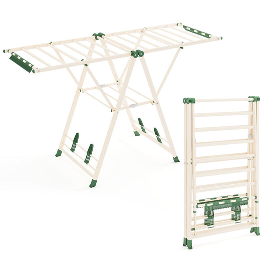 Tendedero plegable, con Alas Ajustables, Tendedero de ropa, 163 x 56 x 99–158 cm, Beige, Costway, 2