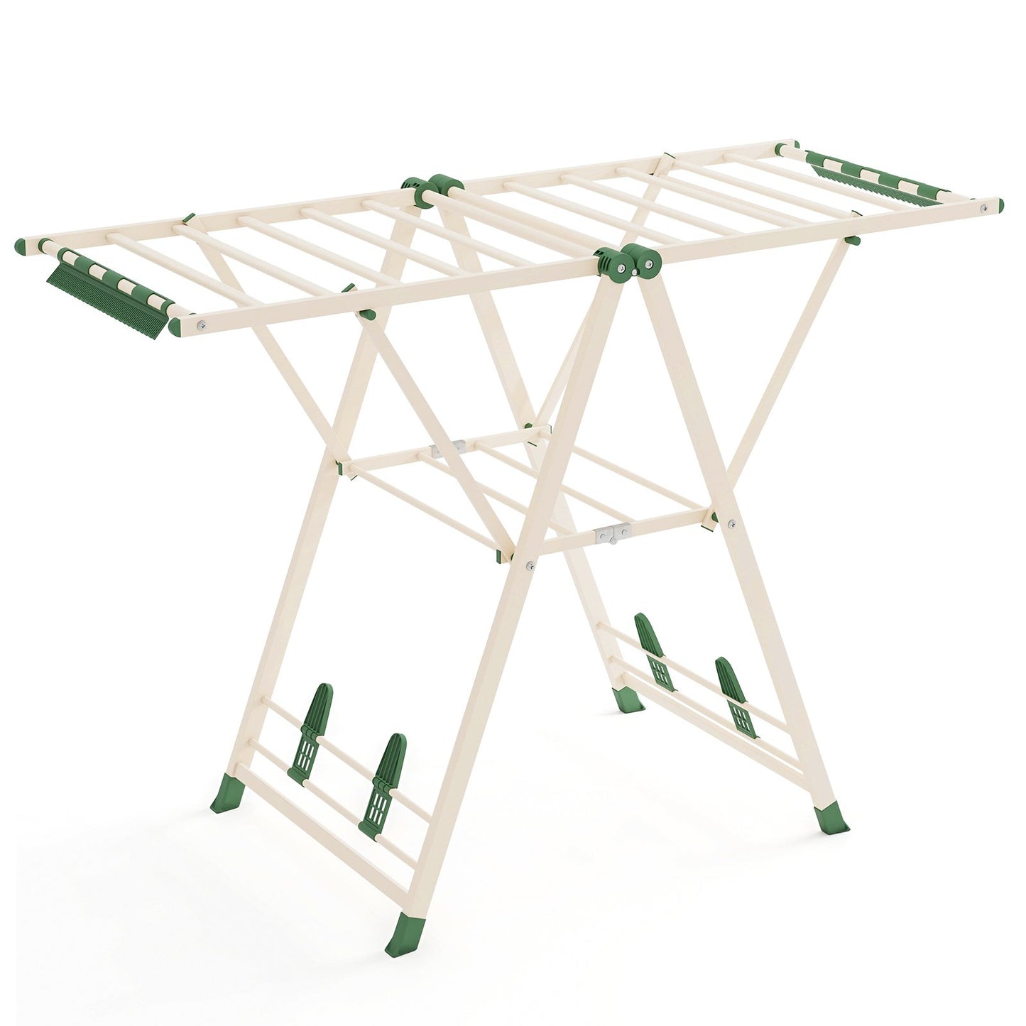 Tendedero Plegable, con Alas Ajustables, Tendedero de Ropa, Tendedero Exterior, para Balcon, Beige, Costway, 9