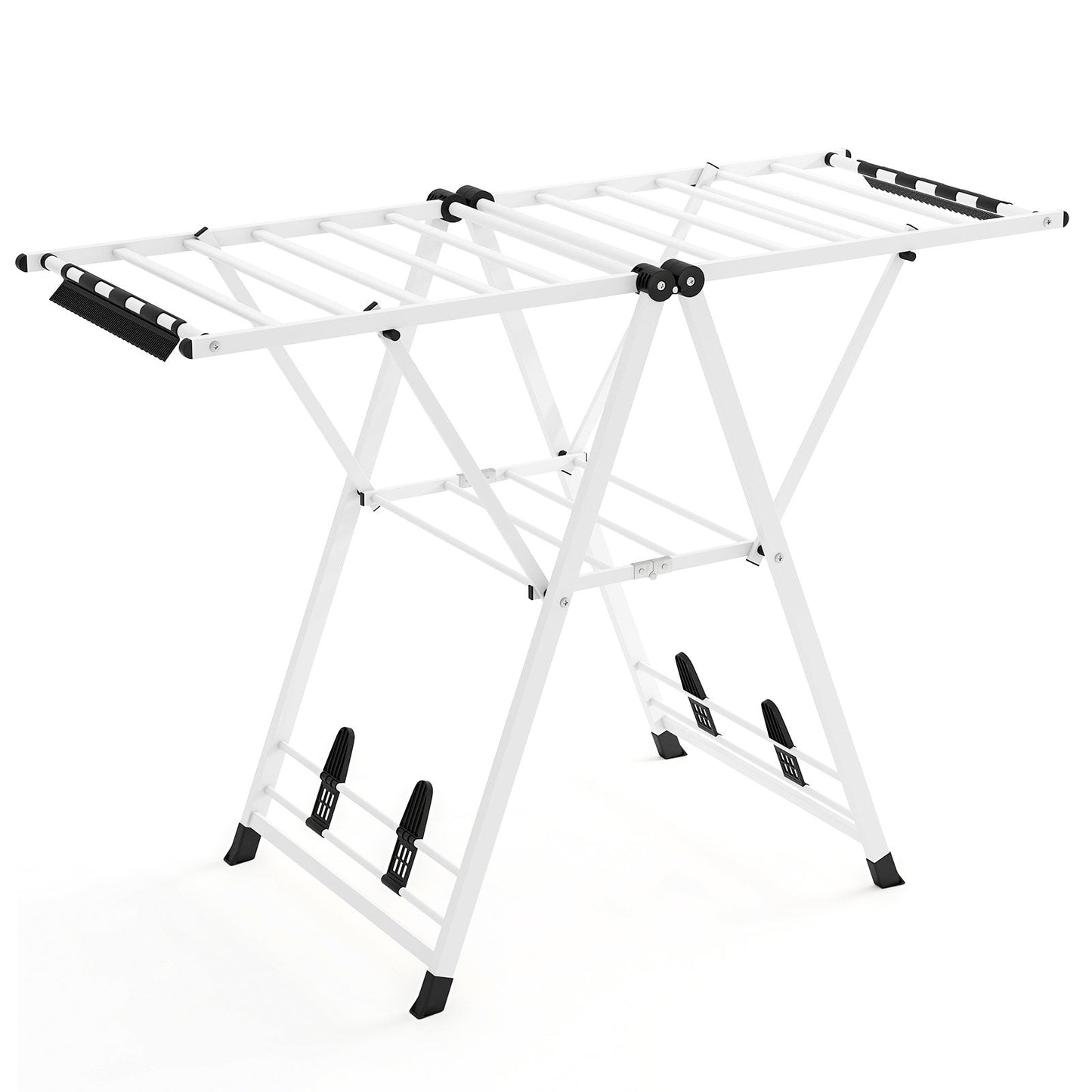 Tendedero Plegable, con Alas Ajustables, Tendedero de Ropa, Tendedero Exterior, para Balcon, Blanco, Costway, 8