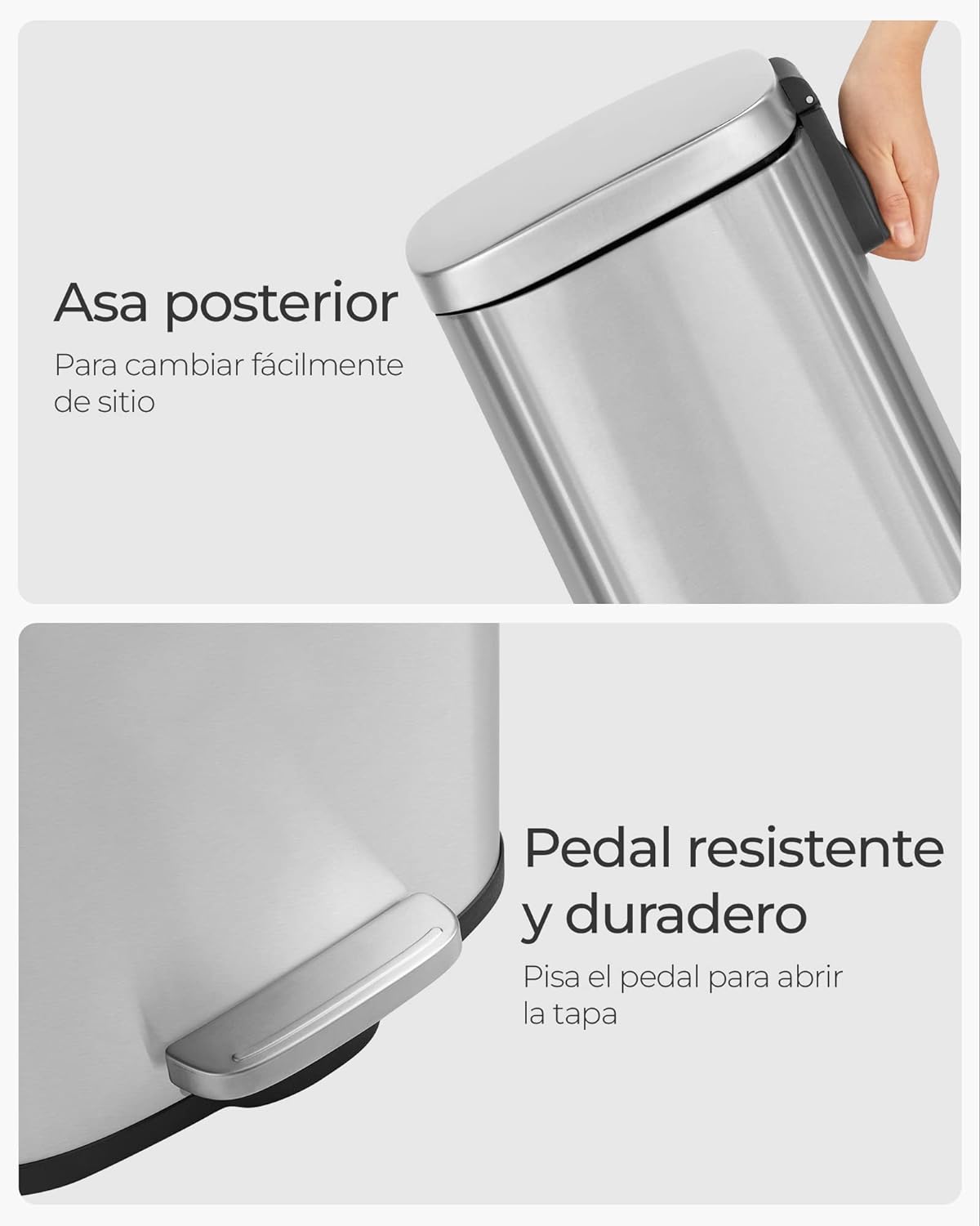 Songmics Cubo de Basura con Pedal para Reciclaje, 45L