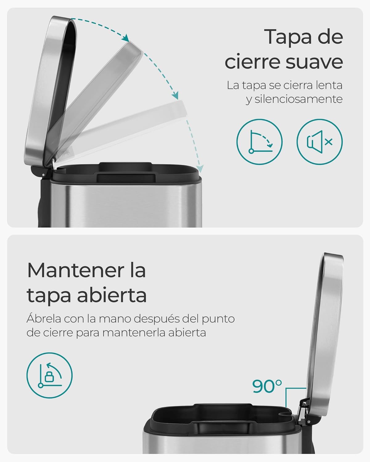 Songmics Cubo de Basura con Pedal para Reciclaje, 45L