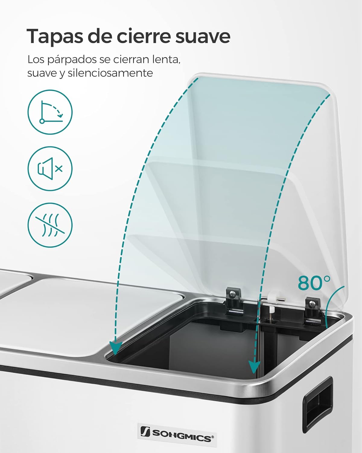 Songmics Cubo de Basura para Reciclaje, 3 x 18L