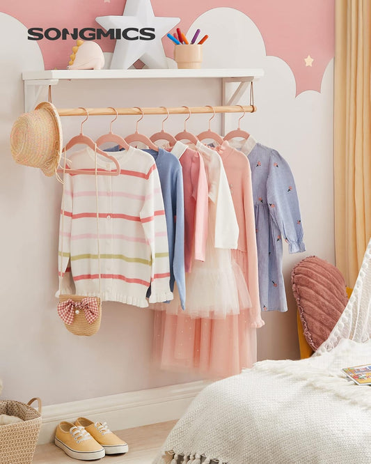 Perchas Infantil, Juego de 50, Perchas Terciopelo, con Ganchos de Oro Rosa, Antideslizante, Rosa Jalea, Songmics, 2