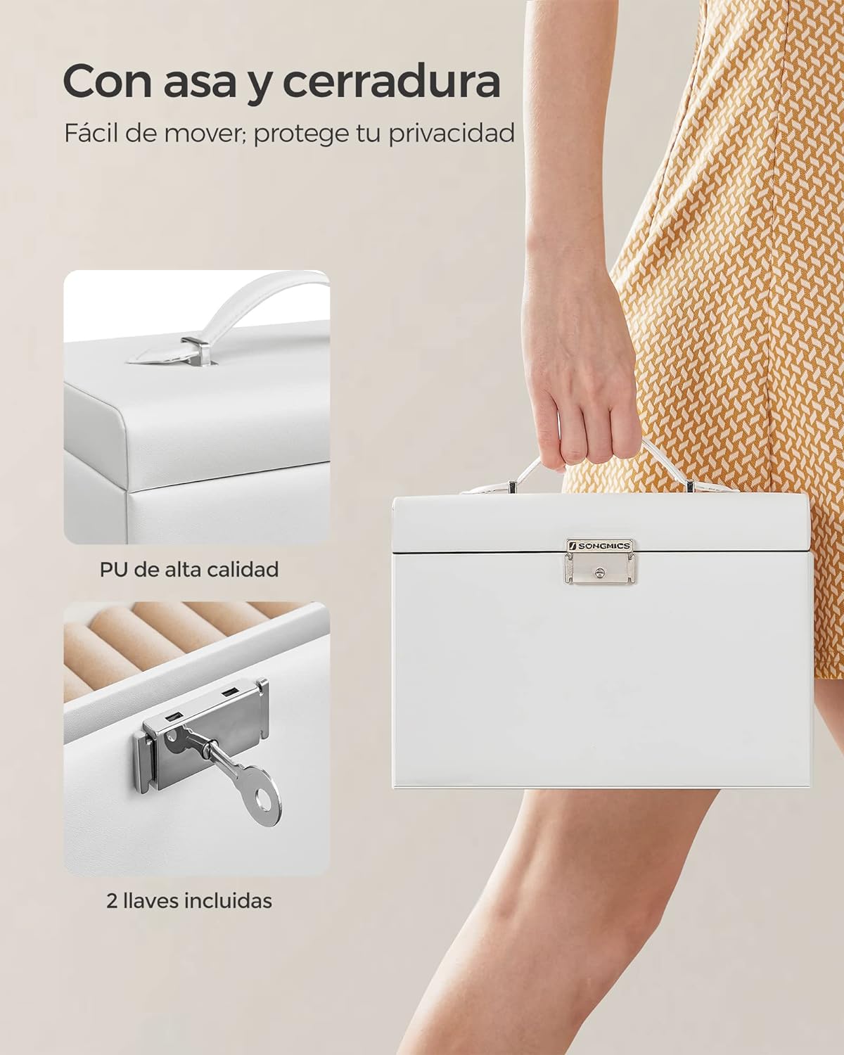 Songmics Caja Joyero con Espejo y Cajones: Almacenamiento para Joyas