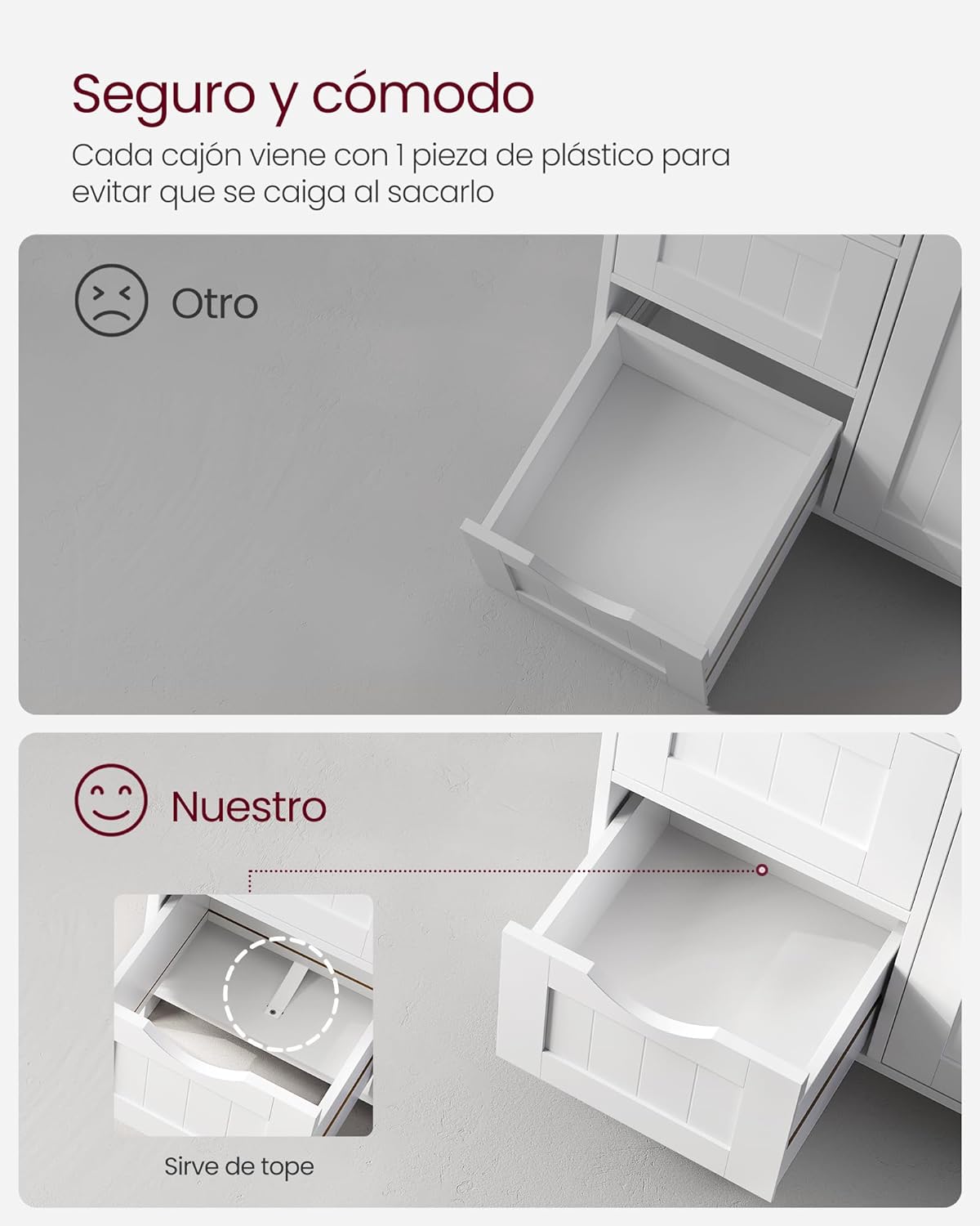 Vasagle Gabinete de Baño con 4 Cajones y Armario