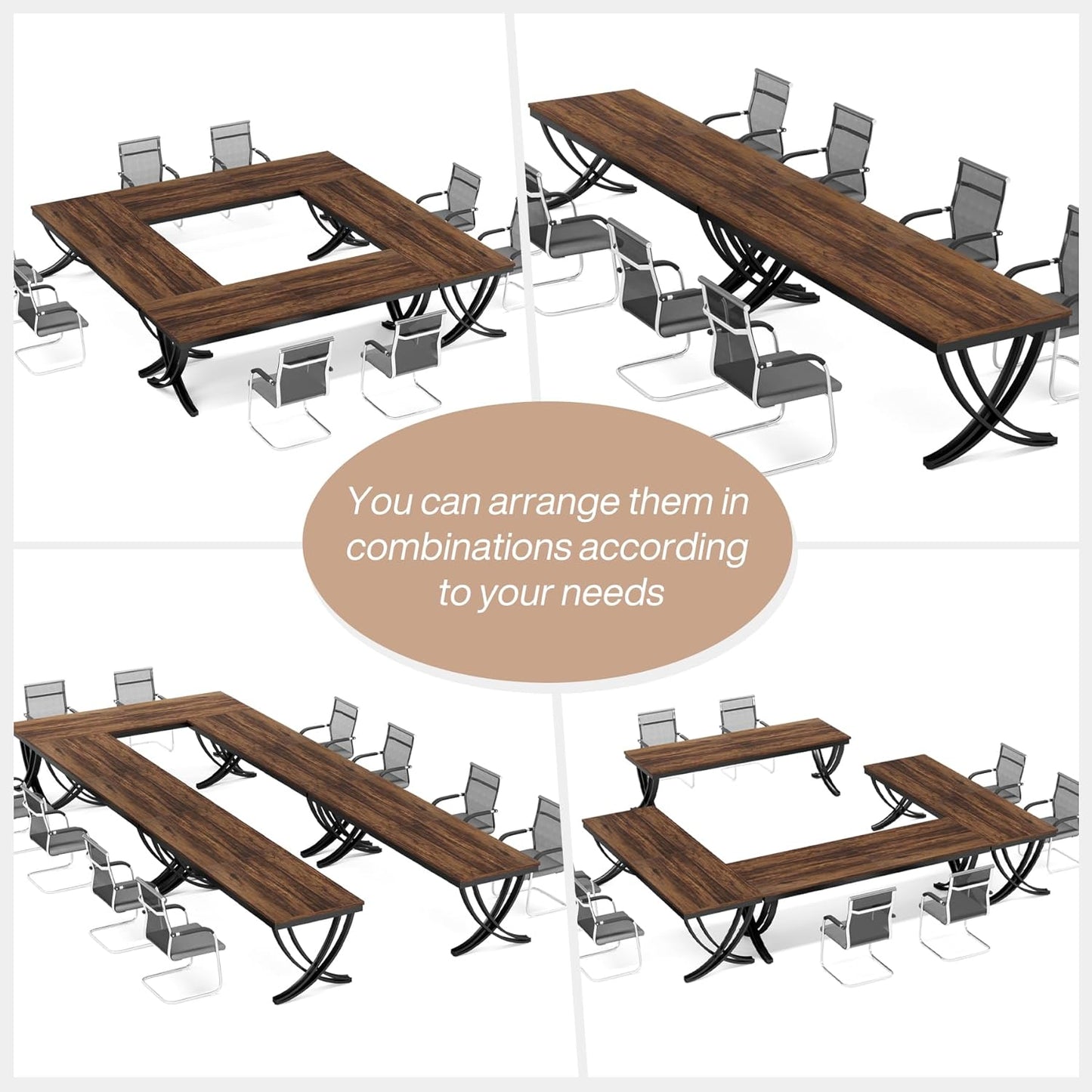 Escritorio, Escritorio doble, 200x70x75cm, Mesa Escritorio, mesa oficina, Marrón, Tribesigns, 6