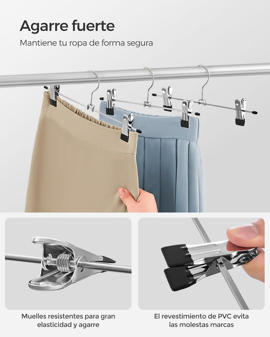 Percha, Juego de 20, Perchas con Pinzas, 31 cm de Largo, Antideslizantes, Perchas Metálicas Negro, Songmics, 3