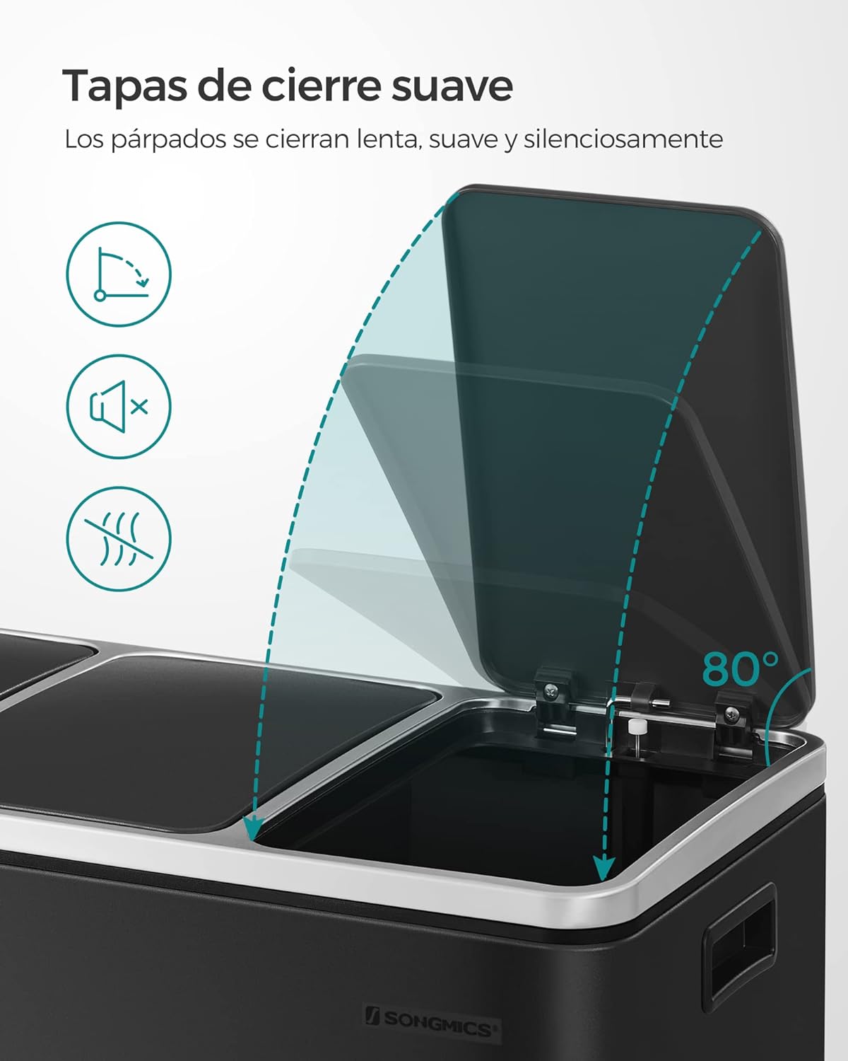 Songmics Cubo de Basura de Cocina con Sistema de Separación (3 x 18 L)