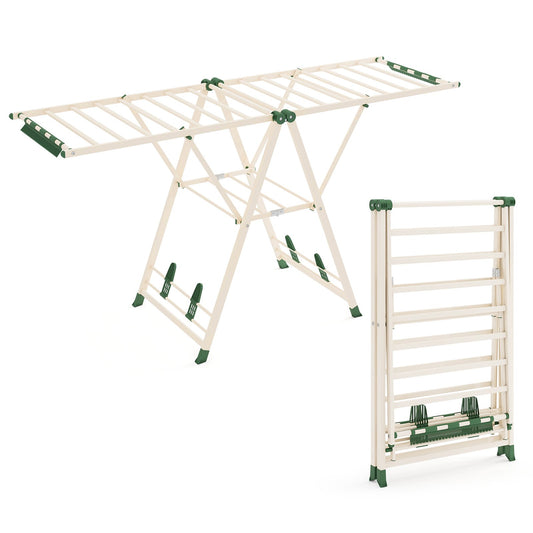Tendedero plegable, con Alas Ajustables, Tendedero de ropa, 184 x 56 x 99–168 cm, Beige, Costway, 2