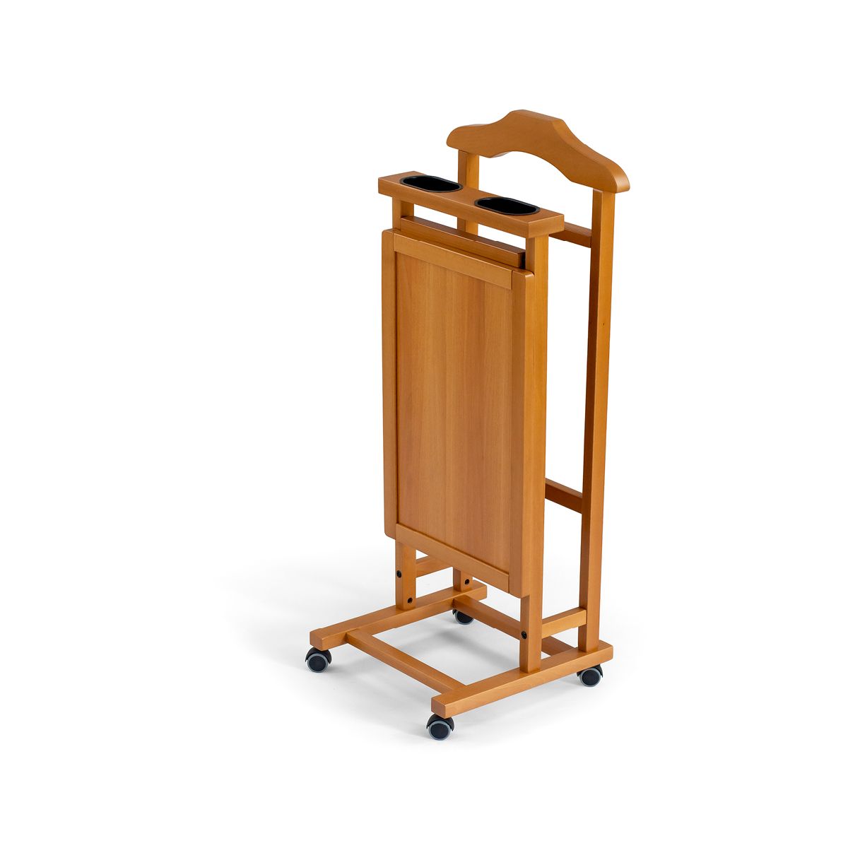 Galan Ropa, Galán de Noche para Dormitorio, Perchero, soporte para pantalones, bandeja plegable, Color cereza, ARIT ALVARO, 6