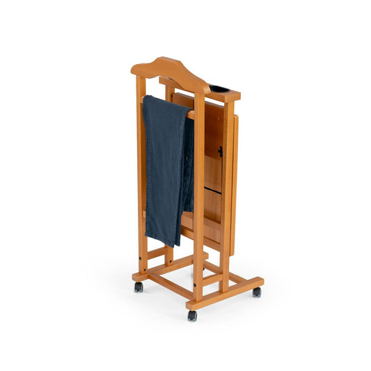 Galan Ropa, Galán de Noche para Dormitorio, Perchero, soporte para pantalones, bandeja plegable, Color cereza, ARIT ALVARO, 2