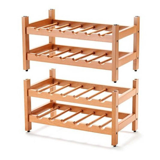 Botellero Vino BIRELLONE, Botellero madera, Estante para vino, de haya maciza, 12 espacios, cereza, ARIT, 2