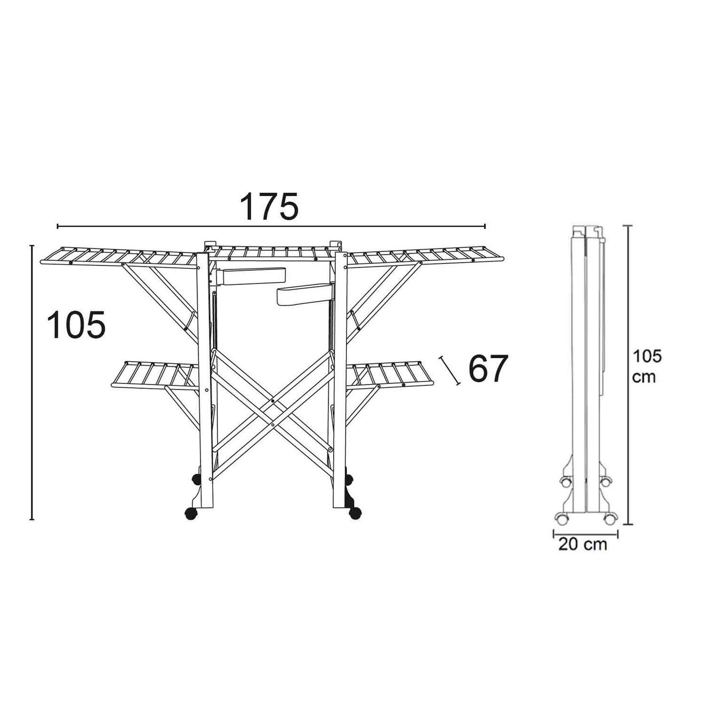 Tendedero GABBIANO, Madera - Plegable - Extensible - 30 m para Tender - Color: Blanco Ar-It il Cuore del Legno