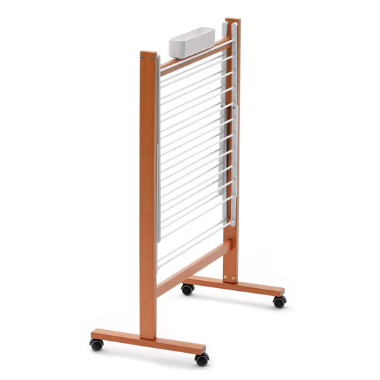 Tendedero, cuerda de 13 m, Tendedero Plegable, Tendederos de Ropa, cesta para pinzas, de Madera, ARIT RONDINE - cerezo, 2