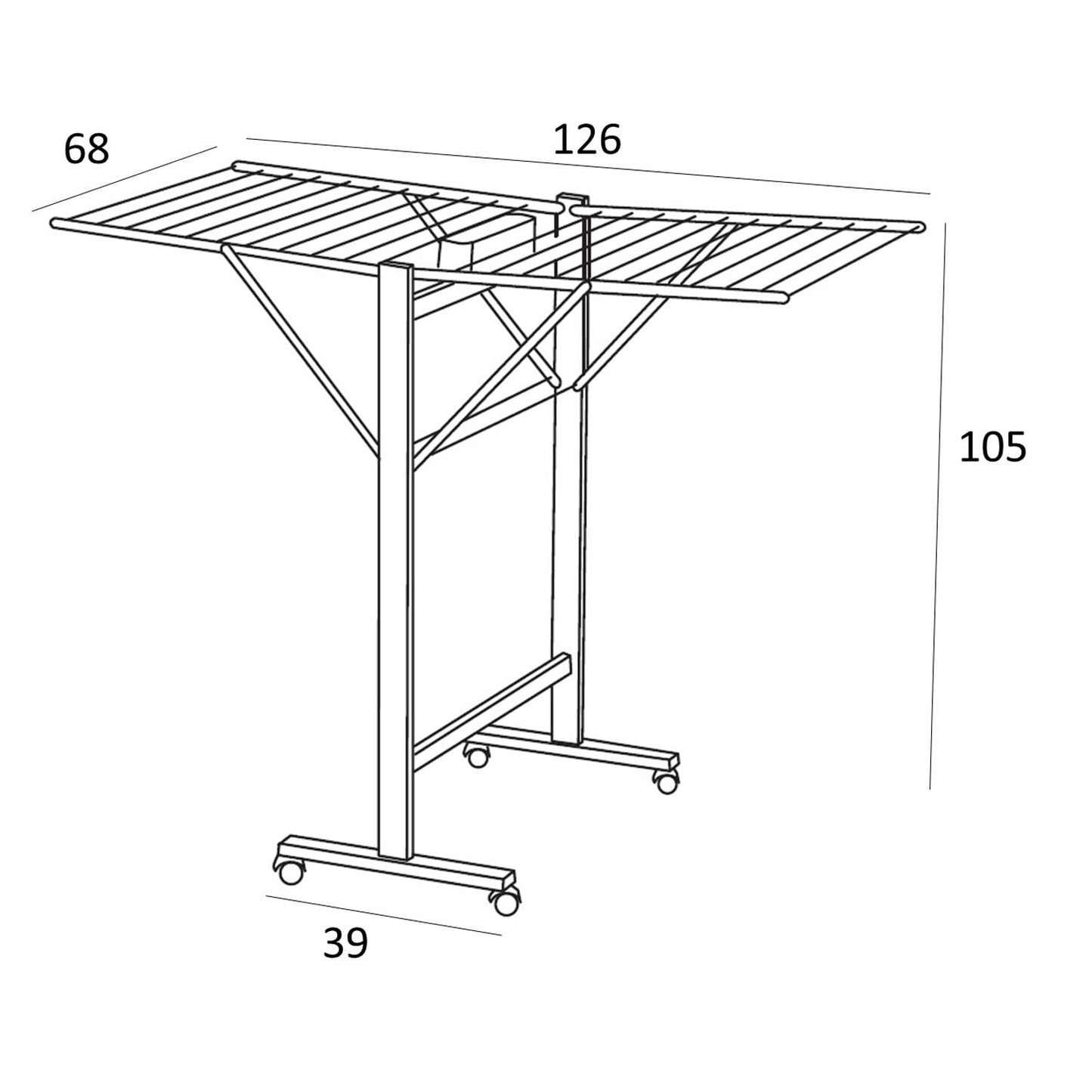 Tendedero, cuerda de 13 m, Tendedero Plegable, Tendederos de Ropa, cesta para pinzas, de Madera, ARIT RONDINE - cerezo, 3