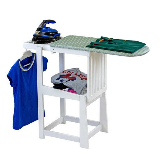 ARIT SINFONIA - Tabla de Planchar - Silla, 2 en 1, Tabla Planchar Plegable, 81x35cm, Soporte para plancha, Cojín, Madera, ARIT SINFONIA - blanco, 2