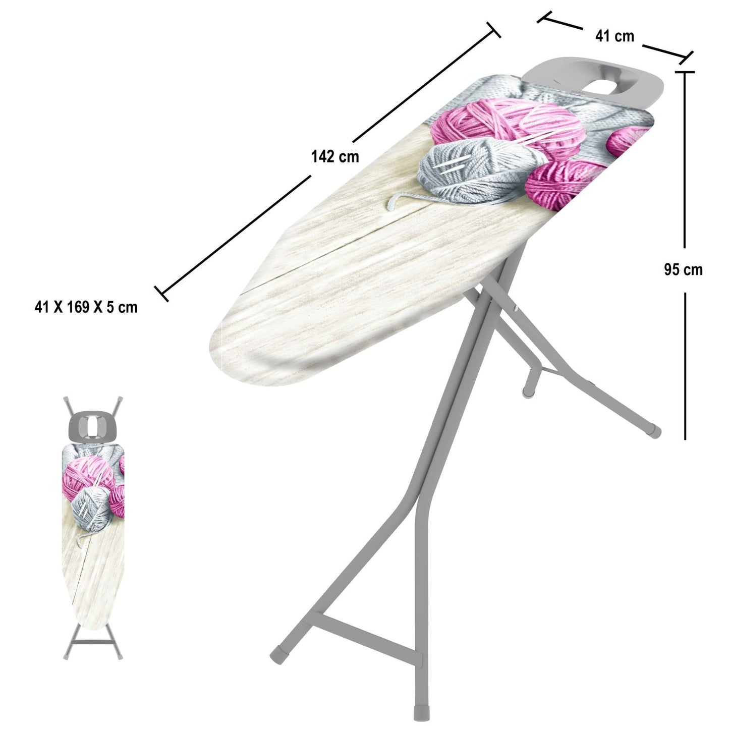 Tabla de planchar, 120x40 cm, Tabla de planchar plegable, altura regulable en 6 posiciones hasta 95 cm, Colombo PROFI , 2