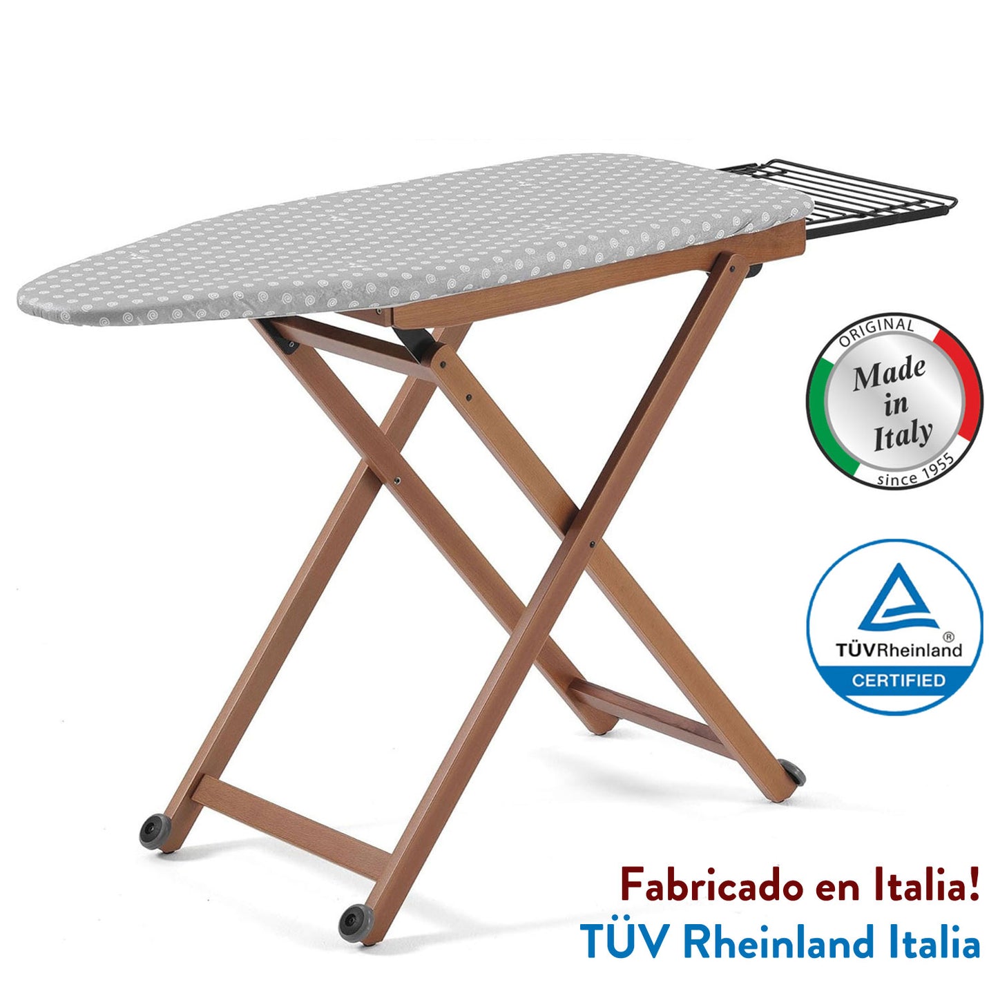 Tabla de planchar, Tabla de planchar de madera maciza de haya Ancho 45 cm Altura 84-93 cm con ruedas Cerezo, ARIT STIROLIGHT