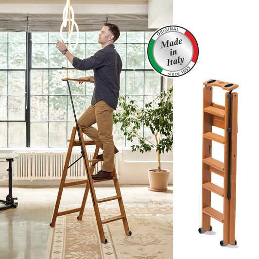 Escalera 5 peldanos en madera de haya maciza cereza ARIT TUSCANIA 5