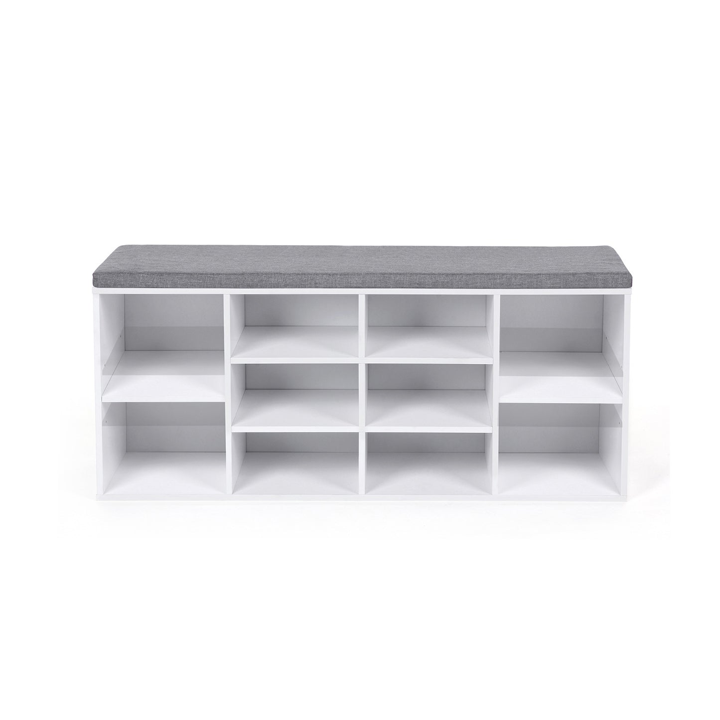 Banco Zapatero, Zapatero Recibidor, Mueble Zapatero, con Cojín y 10 Compartimientos, Estantes Ajustables, Blanco Gris, VASAGLE, 9