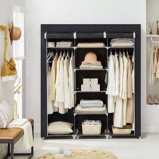 Armario de Tela, Armario de Tela Plegable, Armario Organizador Textil , Armario con Funda, 175x150x45 cm, SONGMICS, 2