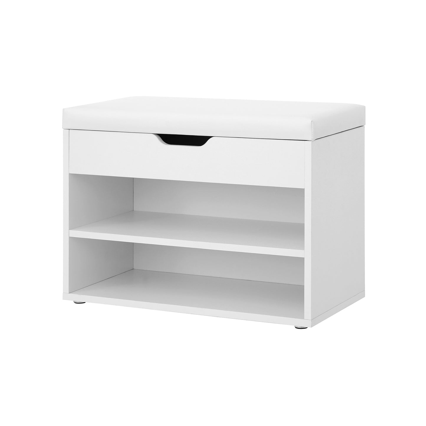 Banco Zapatero, Banco Zapatero Recibidor, con Acolchado, Capacidad 150 kg, 2 estantes y 1 compartimiento con tapa, Blanca, VASAGLE, 2