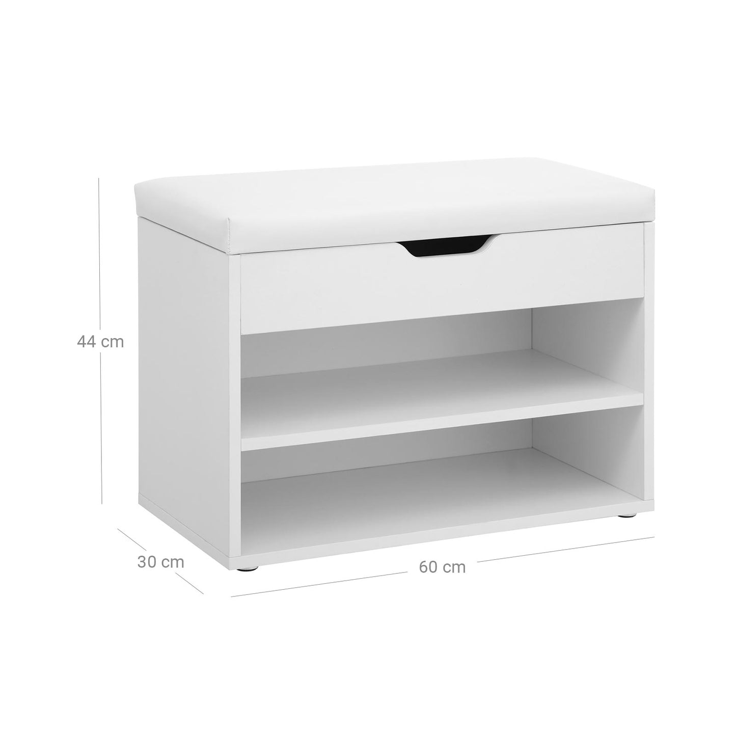 Banco Zapatero, Banco Zapatero Recibidor, con Acolchado, Capacidad 150 kg, 2 estantes y 1 compartimiento con tapa, Blanca, VASAGLE, 8