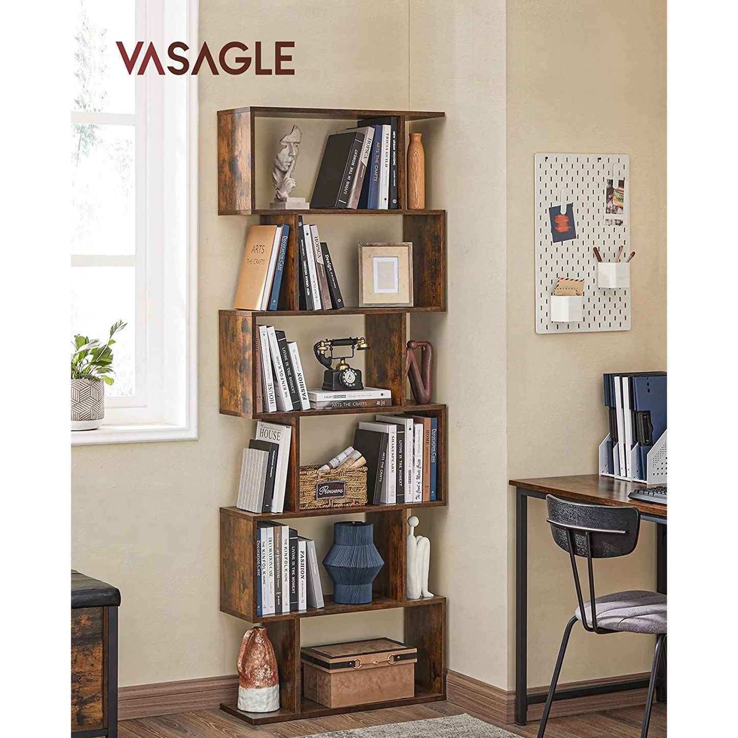 Estanteria, Estanteria Libreria, Biblioteca, Librería de 6 Niveles, Estantería de Exposición, Armario de Libros, VASAGLE, 2