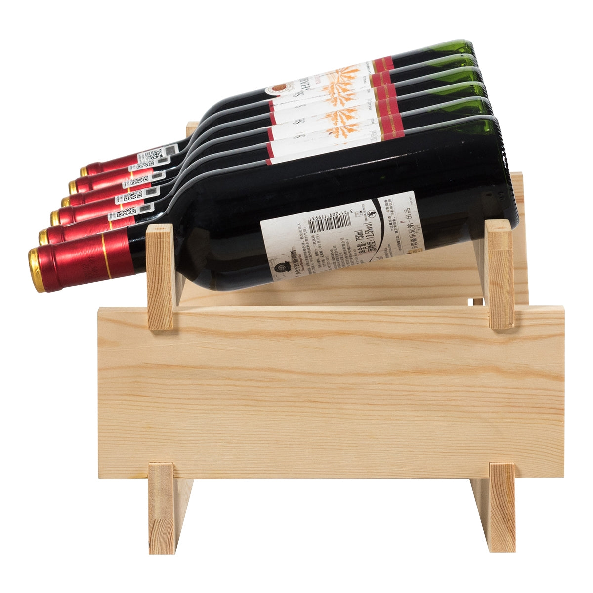 Botellero, Botellero vino, Botellero madera, con 6 Niveles y Capacidad 36 Botellas de Vino, Madera natural, Costway, 6