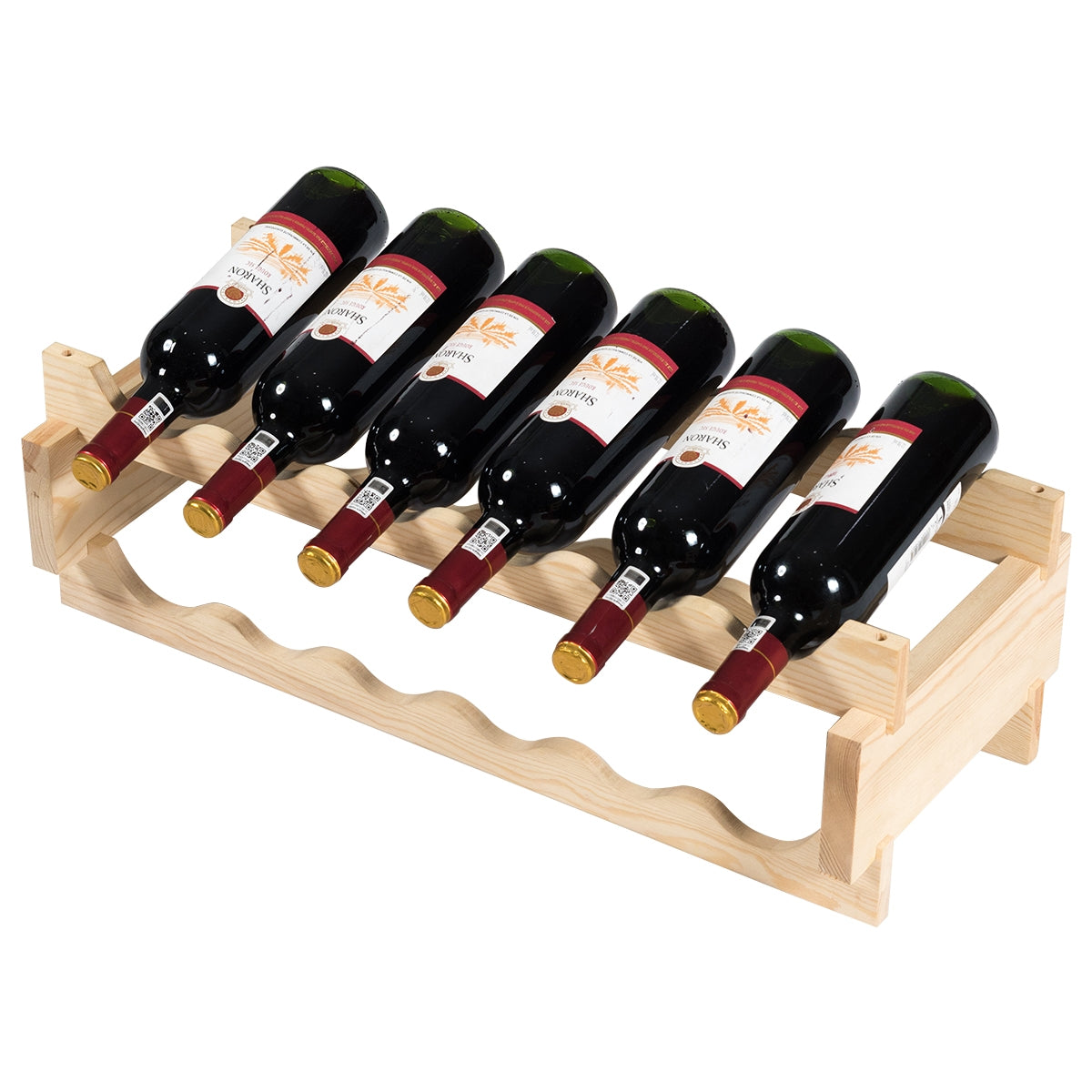 Botellero, Botellero vino, Botellero madera, con 6 Niveles y Capacidad 36 Botellas de Vino, Madera natural, Costway, 7