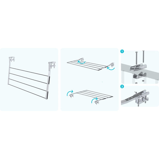 Tendedero, Tendedero Exterior, Tendedero Balcon, bloqueable en 3 posiciones, carga máxima 15 kg, Colombo BALCONY , 2