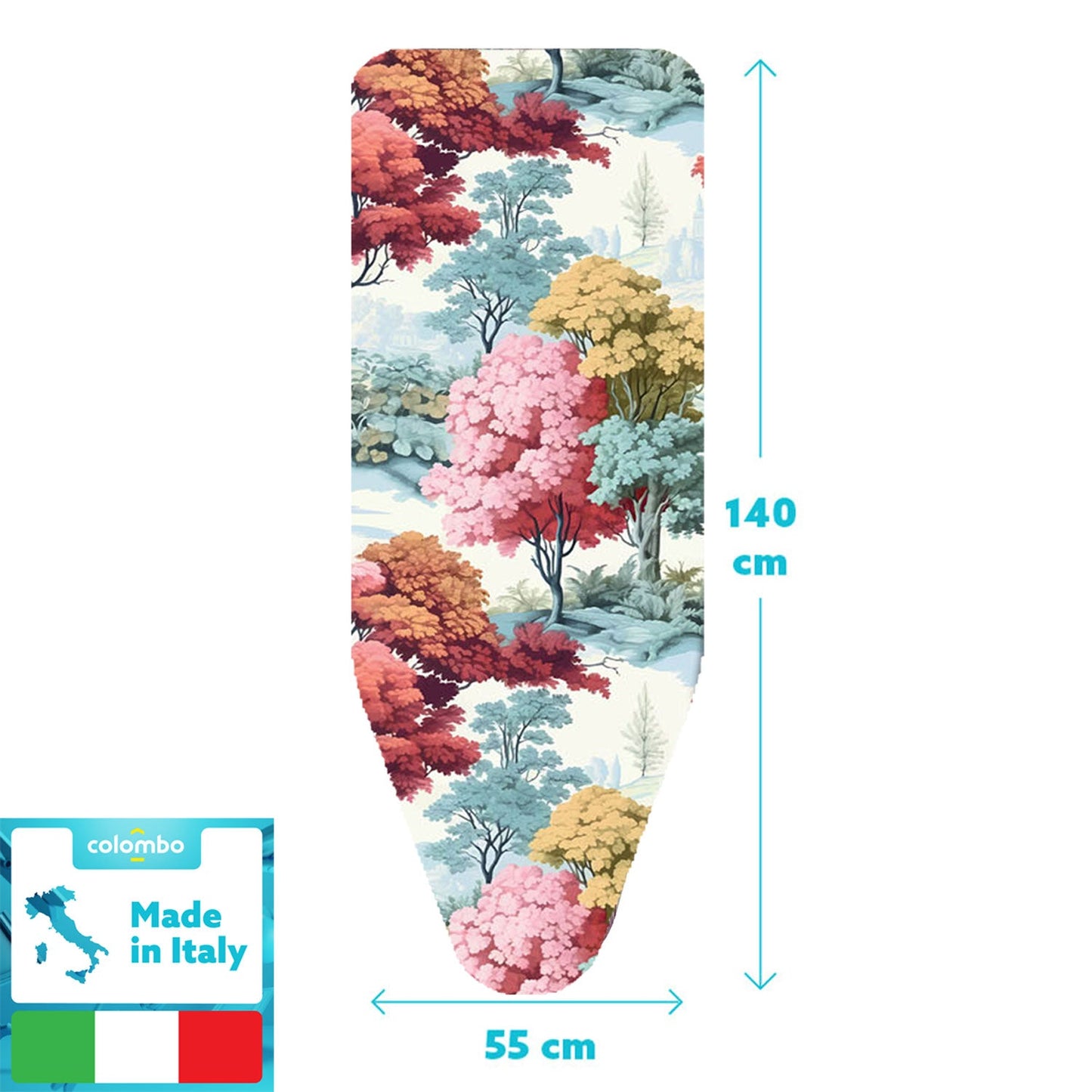 Funda Tabla Planchar, tamaño XL, 140×55 cm, 2 capas, algodón 100 % y molton, clip de fijación, Hecha en Italia, Colombo Autumn Vibes, 3
