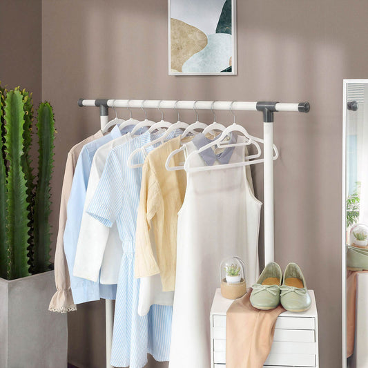 Percha, Juego de 50, Percha Terciopelo, 43,5 cm Largo, Antideslizantes, con Barra Corbata Blanco Nube y Plata, Songmics, 2