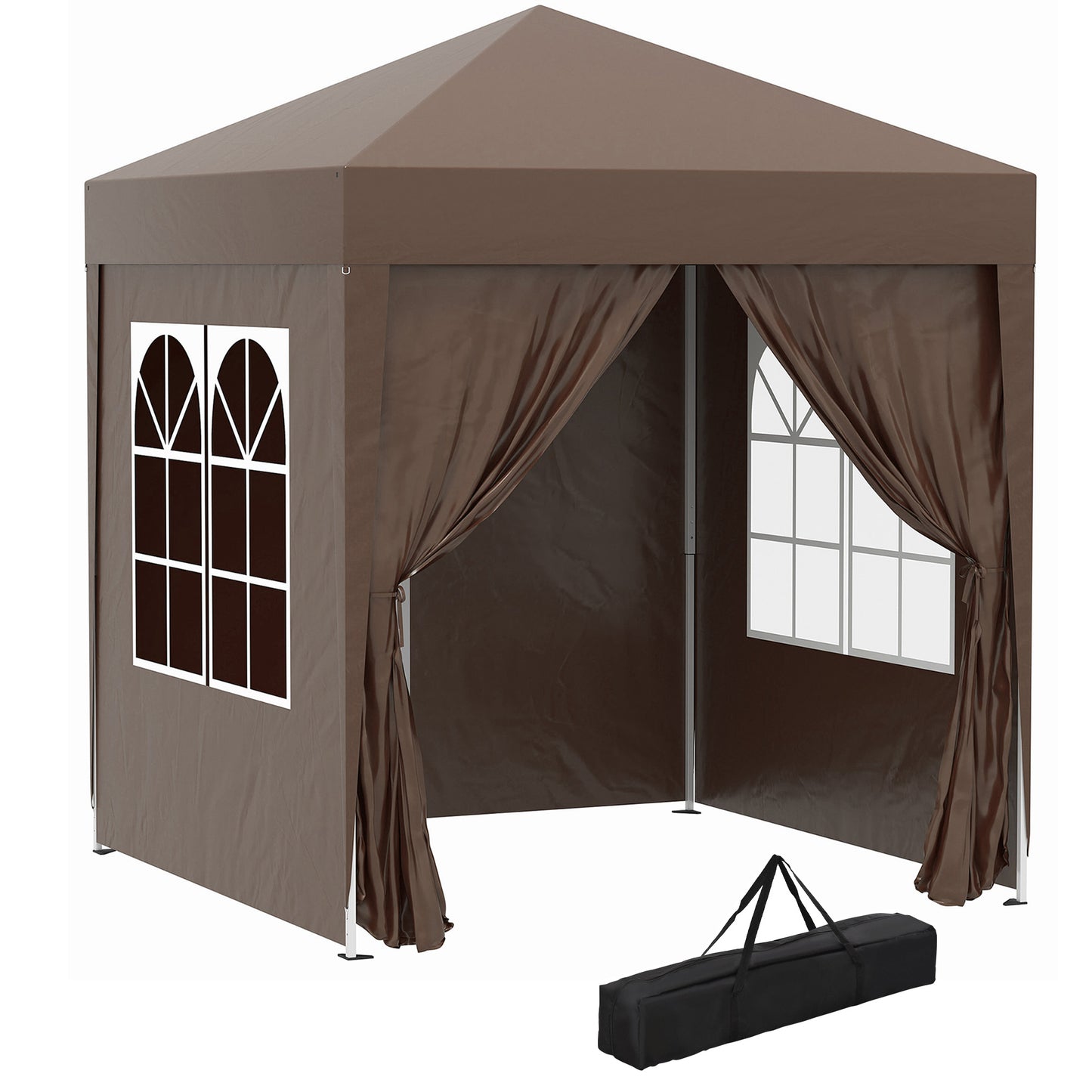 Carpa Pluggable, 2x2m, Carpa jardin, Cenador plugable, com 4 Paredes Laterales Tela Oxford 2 Puertas 2 Ventanas, Outsunny, 8