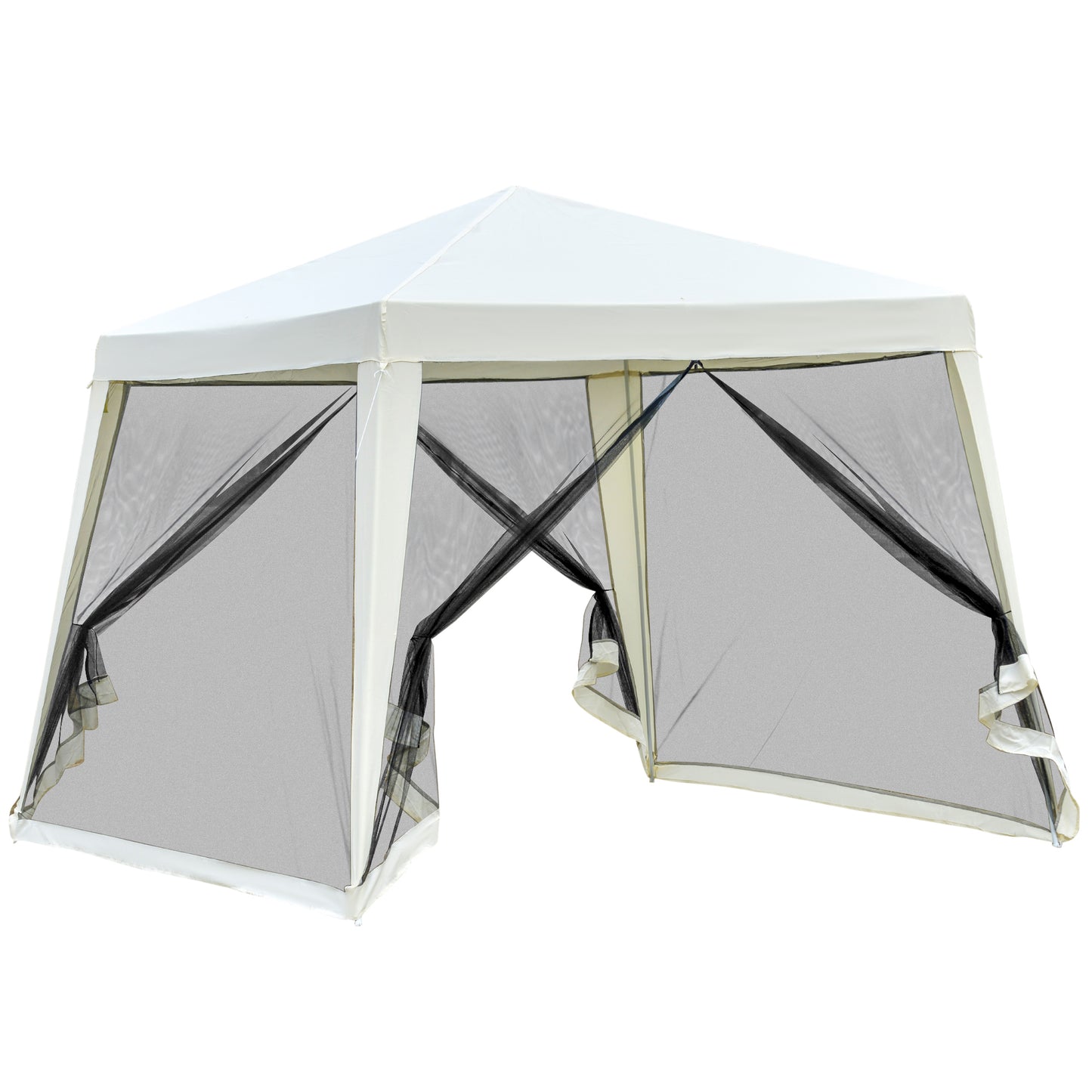 Carpa plegable 3x3, Carpa Jardin, Cenador Plegable, con 4 Partes Laterales Mosquitera con Cremallera Protección UV, Outsunny, 9