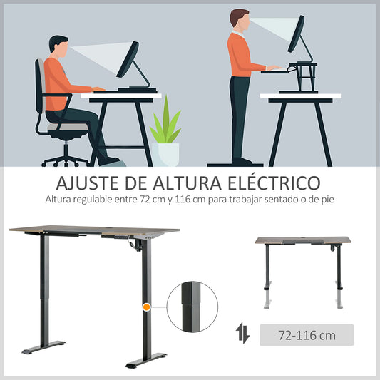 Escritorio elevable, Eléctrico, Mesa regulable en altura, con Altura Ajustable y 4 Teclas de Memoria para Oficina Hogar, Vinsetto, 1