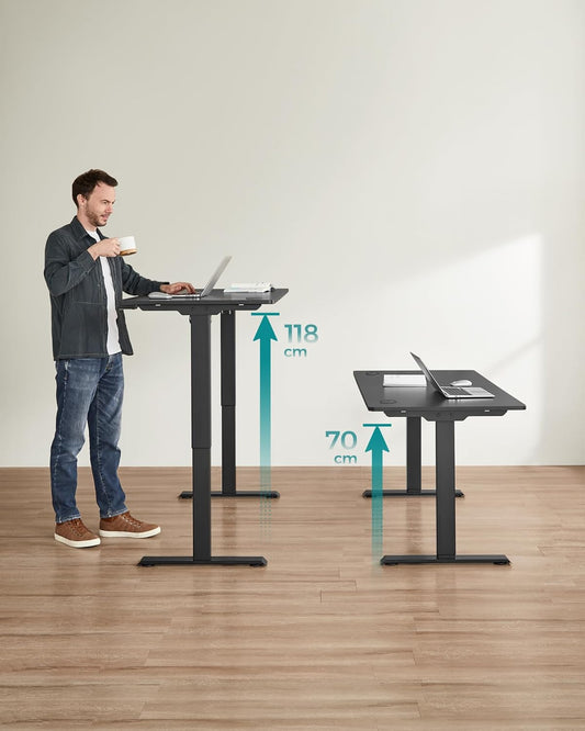 Escritorio elevable, Mesa regulable en altura, Eléctrico, 60x120x(73-114) cm, Estructura Escritorio con Moto, Negro, SONGMICS, 1