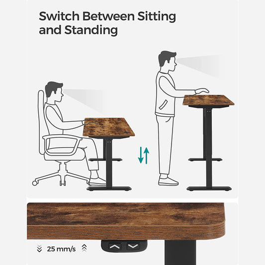 Escritorio elevable, Mesa regulable en altura, Eléctrico, 70x140x(73-114) cm, Estructura Escritorio con Motor, SONGMICS, 1
