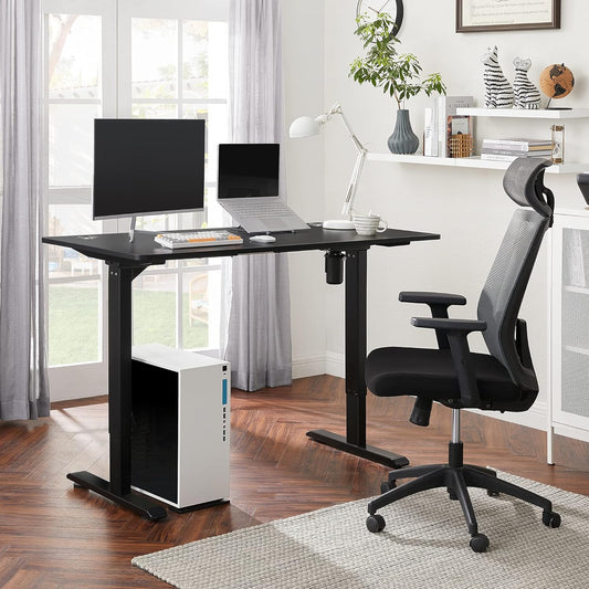 Escritorio elevable, Mesa regulable en altura, Eléctrico, 70x140x(73-114) cm, Estructura Escritorio con Motor Negro, SONGMICS, 1