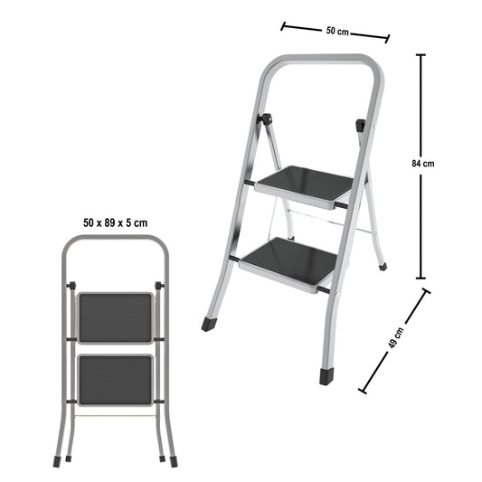 Escalera 2 peldaños, Escaleras de aluminio, Escalera plegable, medida peldaño 30x21 cm, carga 150 kg, Colombo FACTOTUM ALUMINIUM , 2