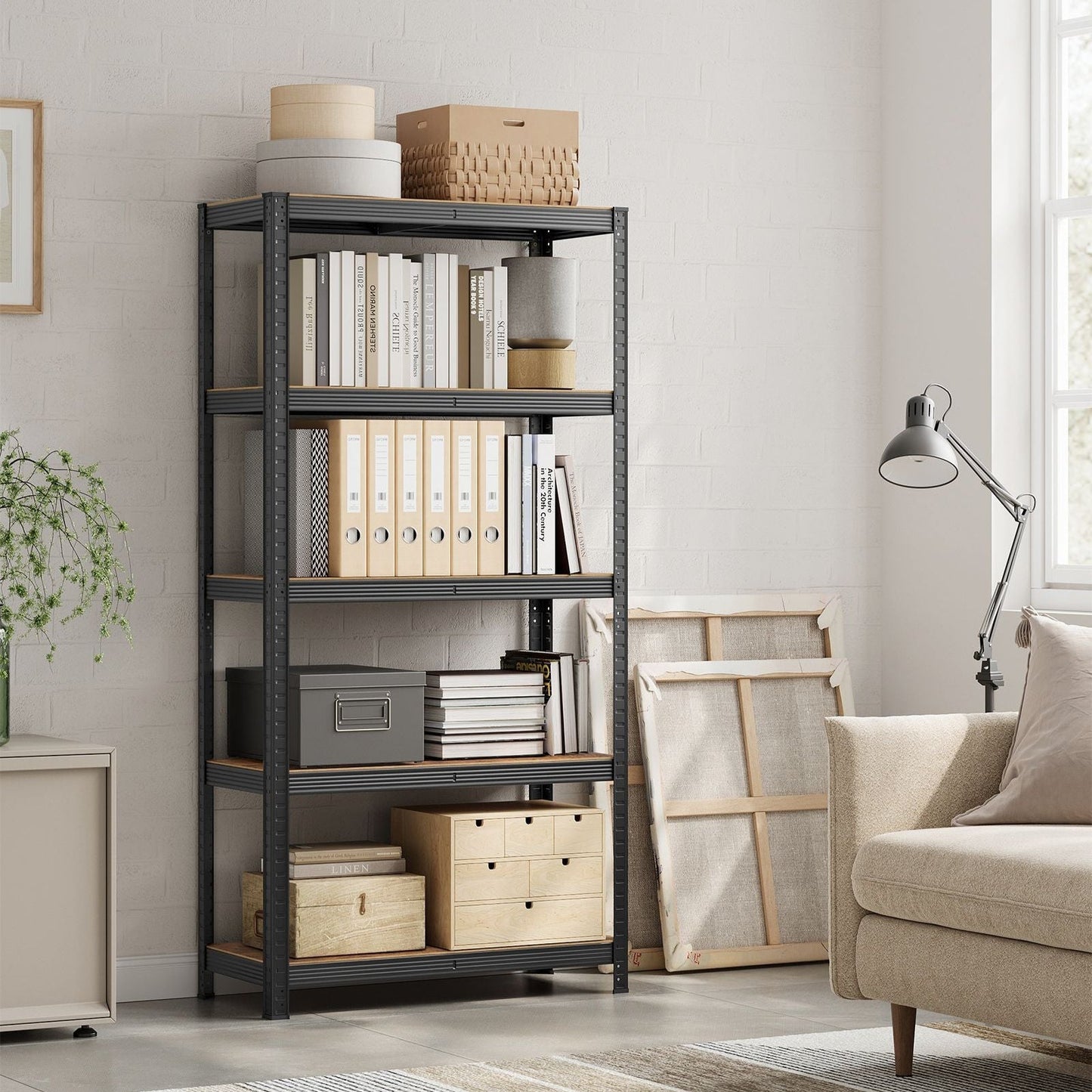 Estanteria, 4 Niveles, Estanterias trastero, Estanterias garaje, 40 x 80 x 160 cm, Carga de 520 kg, Marrón Negro, Songmics, 1