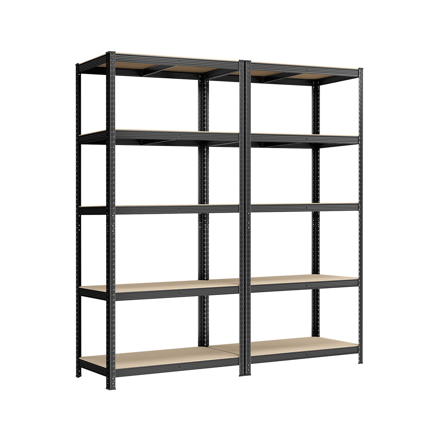 Estanteria, Juego de 2, Estantería metálica, 5 Niveles, Estanterias garaje, 50x100x200 cm, Carga de 600 kg, Negro, Songmics, 2