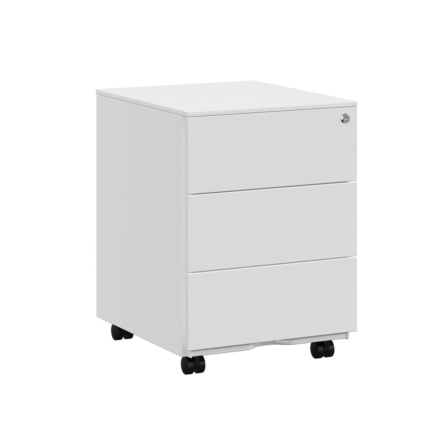 Archivadores de Oficina, Cajonera Escritorio, con 3 Cajones, Cierre, para Documentos de Oficina, Blanco, Songmics, 2