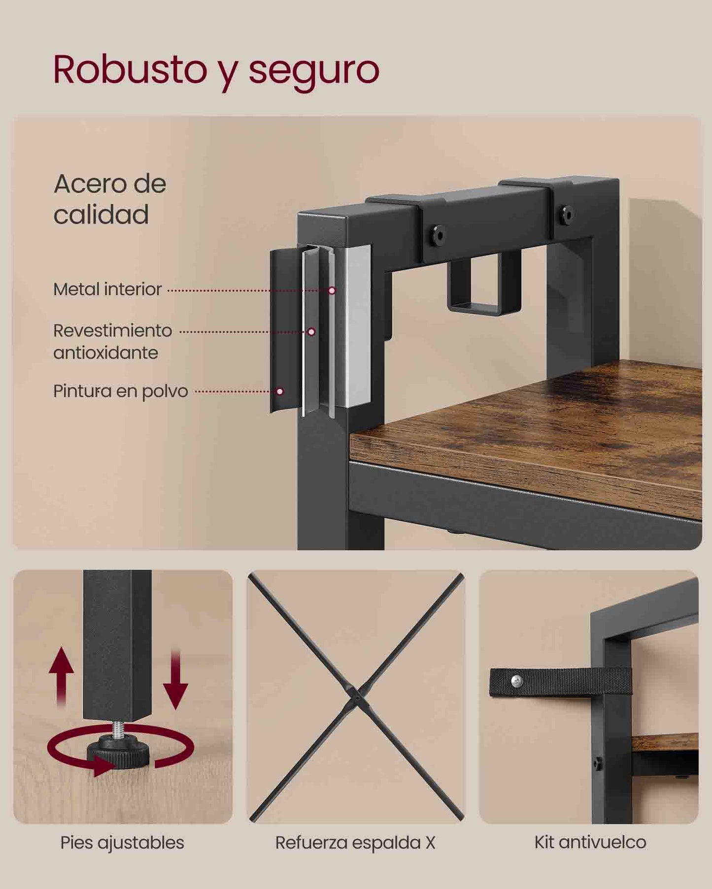 Perchero Recibidor, Perchero Zapatero, Perchero de Pie, Perchero con Banco Zapatero, 5 Estantes, Marrón Negro, VASAGLE, 8