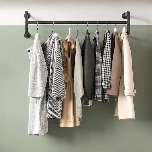 Perchero Pared, Juego de 2, Colgadores de Pared, 112 x 30 x 29,3 cm, Industrial, Carga hasta 60 kg, Negro, Songmics, 2