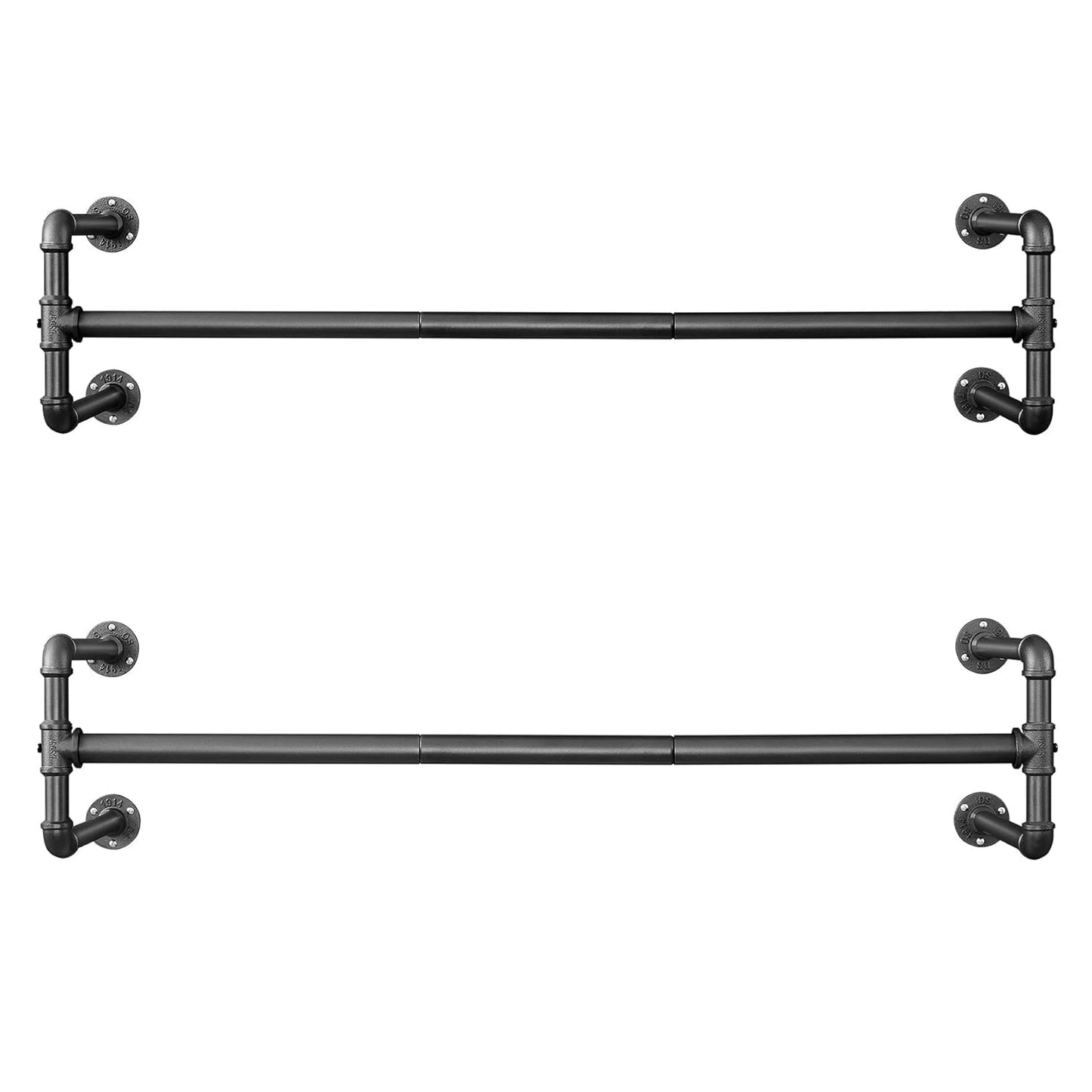 Perchero Pared, Juego de 2, Colgadores de Pared, 112 x 30 x 29,3 cm, Industrial, Carga hasta 60 kg, Negro, Songmics, 1
