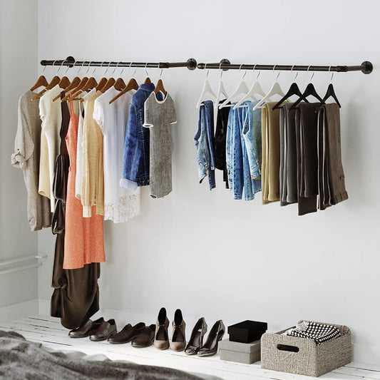 Perchero Pared, Juego de 2, Colgadores de Pared, 92 x 30 x 7,5 cm, Industrial, Carga hasta 50 kg, Negro, Songmics, 2